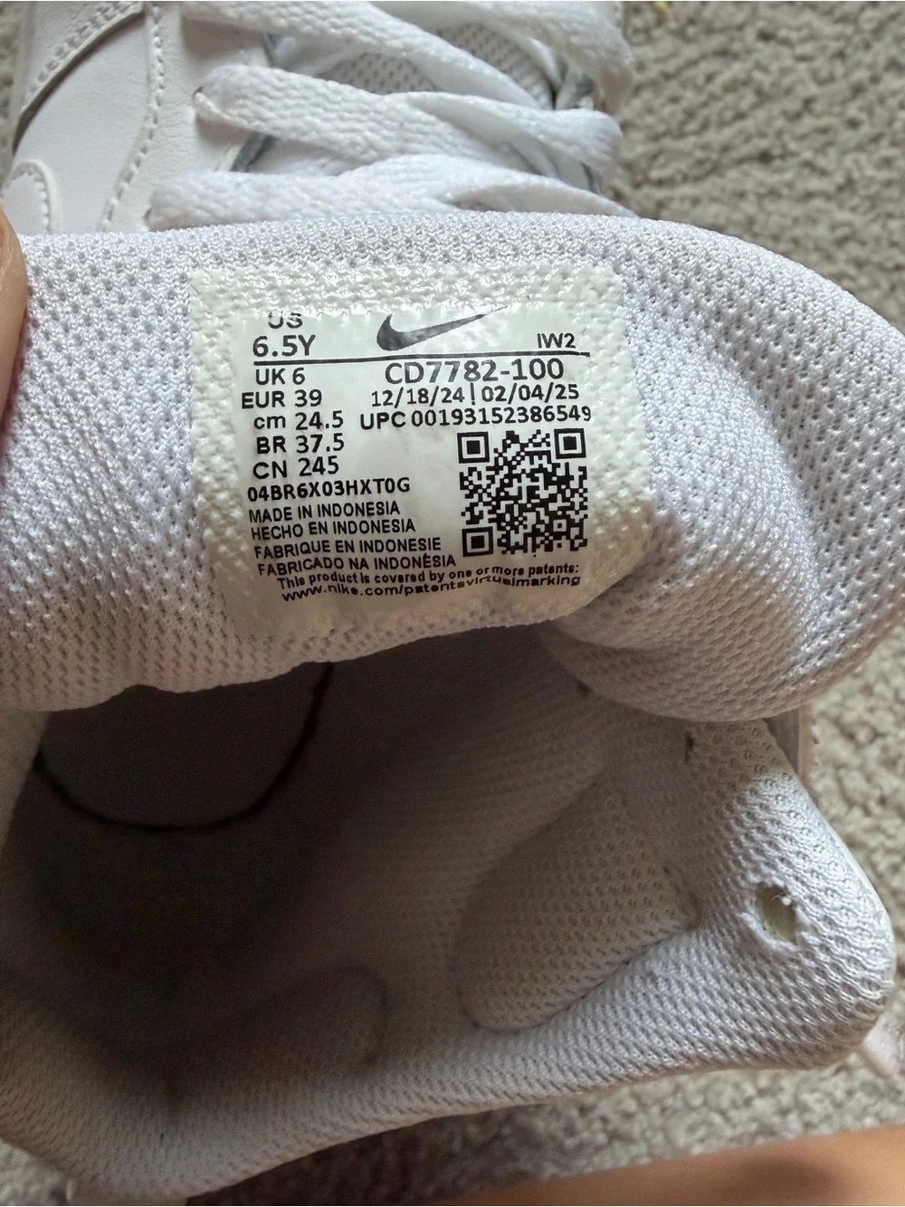 Nike Kids White Mid-Top Sneakers with Ankle Strap